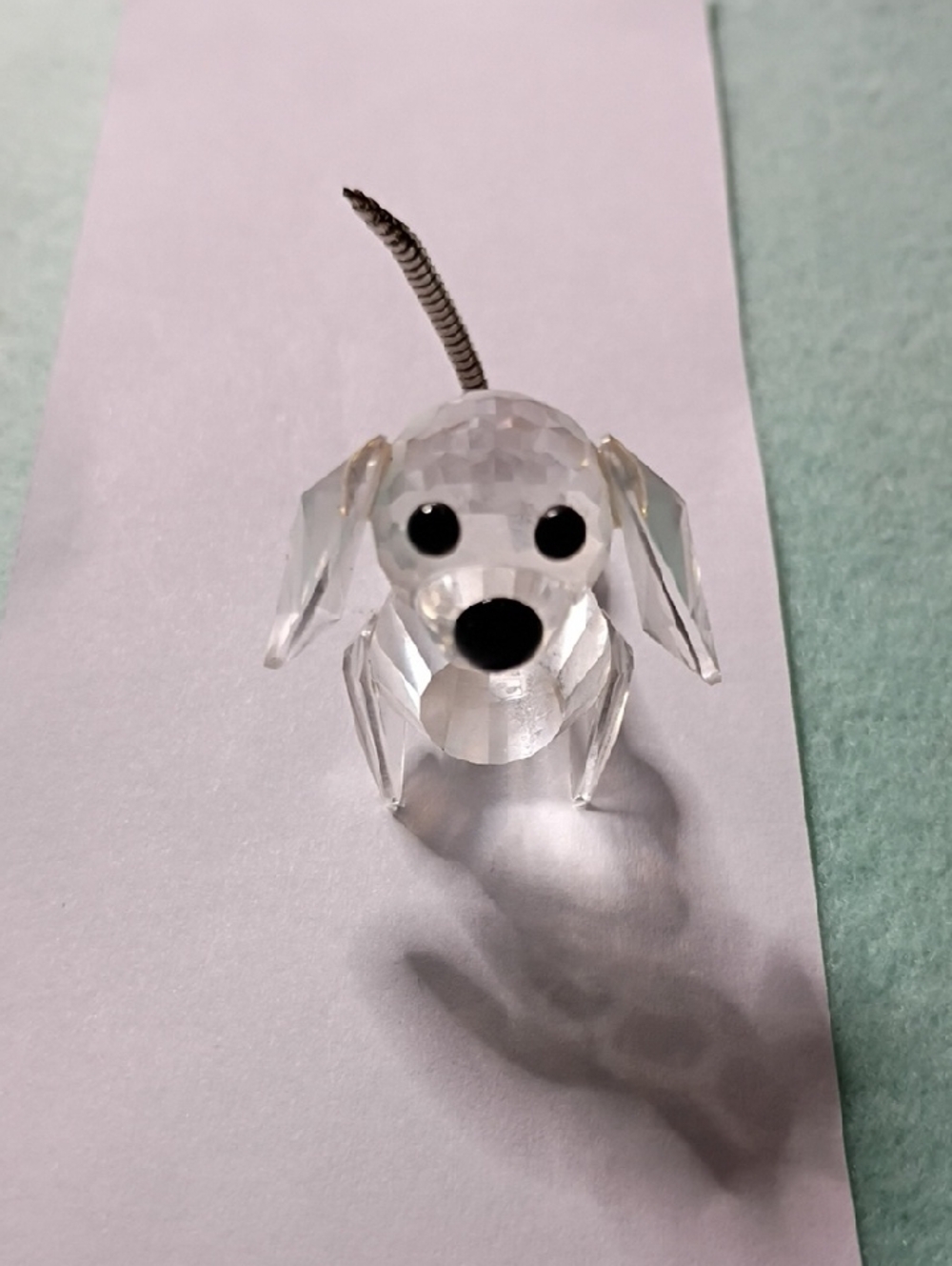Faceted Clear Glass Dog Figurine with Black Accents